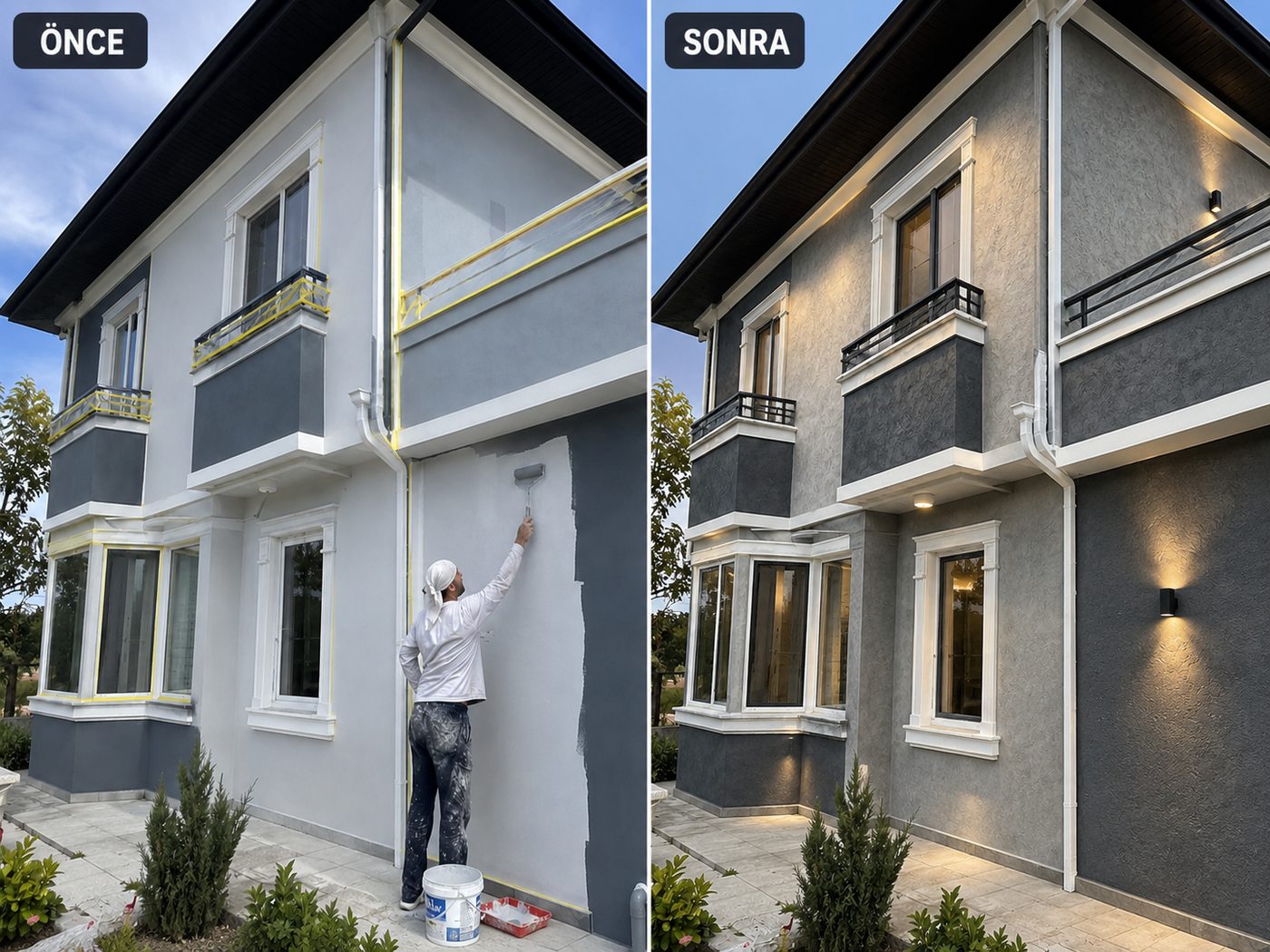 Aşık Veysel dış cephe boya öncesi ve sonrası