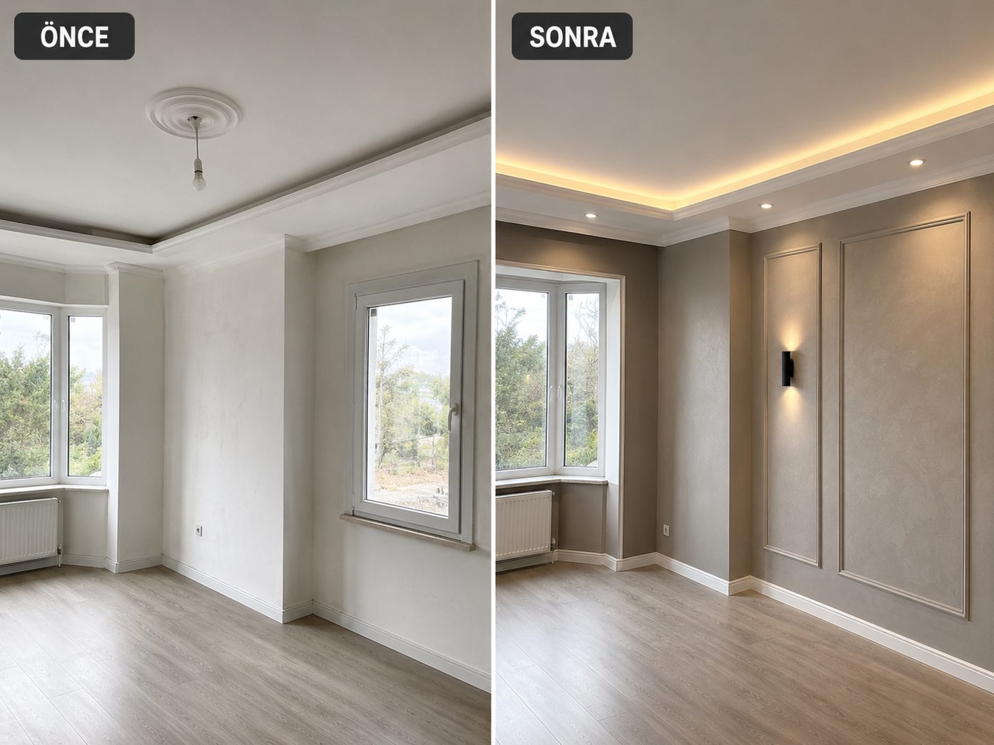 Aşık Veysel iç cephe boya öncesi ve sonrası